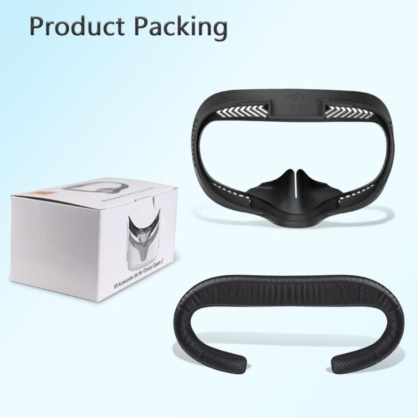 Compatible with Oculus Quest 2 Face Pad Replacement - VR Face Interface Bracket with Light Blocking Nose, VR Breathable Holes Leather Face Pad Cover Cushion Protective for Meta Quest 2 Accessories - Image 9