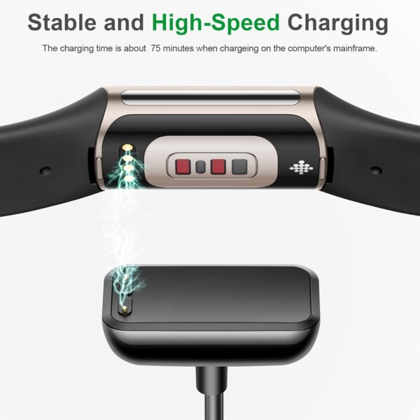 Vancle Charger Cable for Fitbit Luxe/Charge 5/Charge 6, Fast Charging with Reset Button Replacement USB Cord Accessories for Luxe/Charge 5/6 Smartwatch (100cm) - Image 5