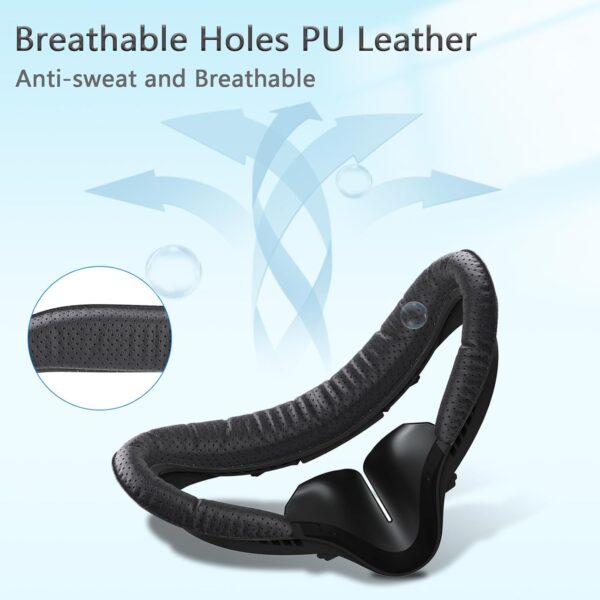 Compatible with Oculus Quest 2 Face Pad Replacement - VR Face Interface Bracket with Light Blocking Nose, VR Breathable Holes Leather Face Pad Cover Cushion Protective for Meta Quest 2 Accessories - Image 3
