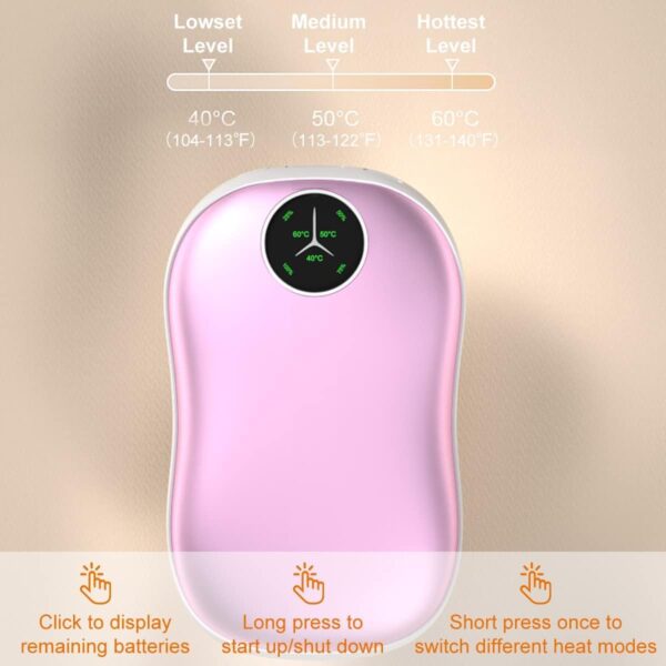 Hand Warmers Rechargeable, 2 in1 Portable Magnetic Reusable Hand Warmers, 5000mAh * 2Packs, USB Pocket Warmer/Power Bank, Great Gift for Women Men（Rose Gold） - Image 4