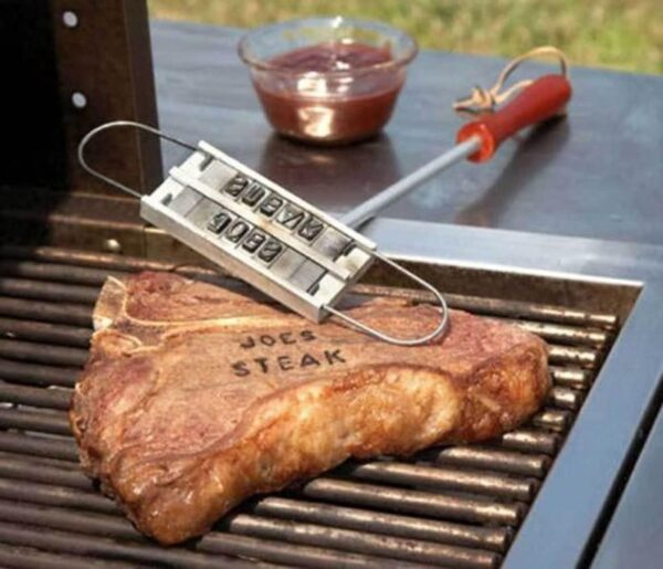 BBQ Branding Iron Grilling Barbecue Tools Barbecue Accessories Wooden Handle Interchangeable Letters Branding Iron for Branding Steaks Burgers Chicken Meat - Image 5