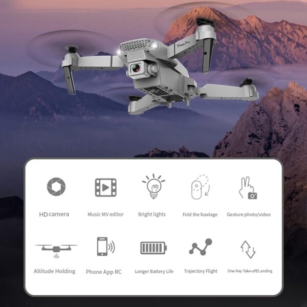 OCCOKO UAV 4k High Definition Dual Camera Aerial Photography Fixed Height E525 Aircraft Remote Control Aircraft Easy to Cool (Grey, One Size) - Image 8