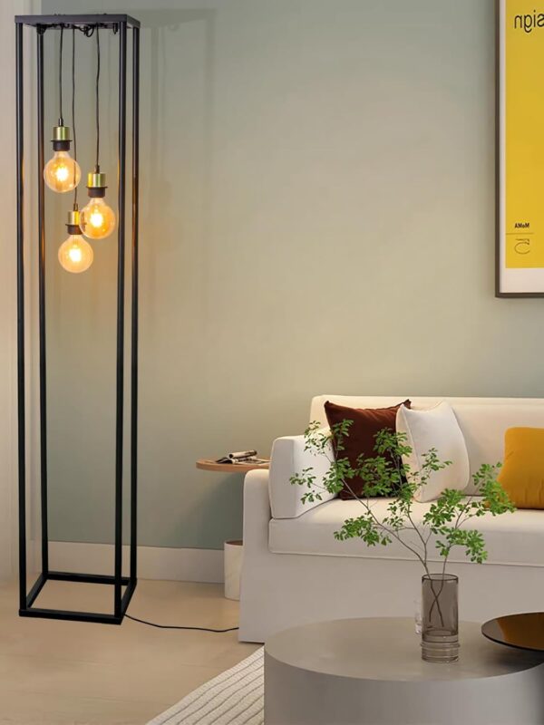 Osasy Squares Metal Floor lamp,Industrial Floor lamp for Living Room,Farmhouse Black Standing Lamp Floor Light - Image 2