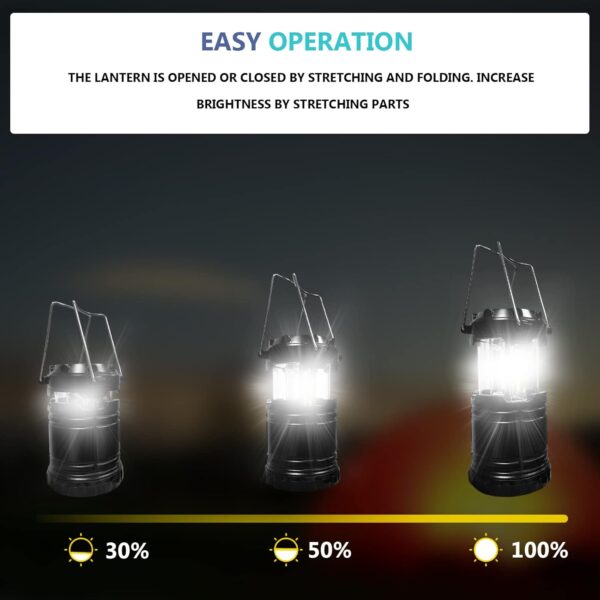 Jsdoin Camping Lights, 2 x Camping Lantern Battery Operated Portable LED Camping Lamp with Foldable Hook, Tent Lights Waterproof Outdoor Hanging Lamp for Emergency, Hiking, Camping, Black - Image 4
