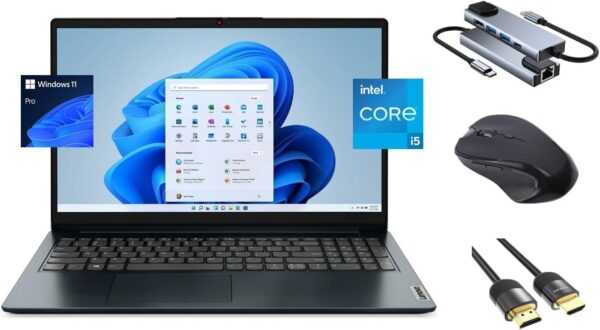 Lenovo IdeaPad 15.6" FHD Laptop, 10-Core i5-1235U, 16GB RAM, 1TB SSD, WiFi 6, WebCam, KeyPad, HDMI, Bluetooth, SD Card Reader, USB-C, 3-in-1 Essential Bundle, US Version KB, Win 11 Pro, Abyss Blue - Image 2