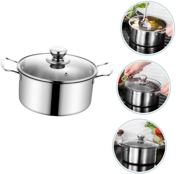 Gatuida 3pcs Induction Cooking Soup Pot Stainless Steel Pot Double Handles Kitchen Cooking - Image 7