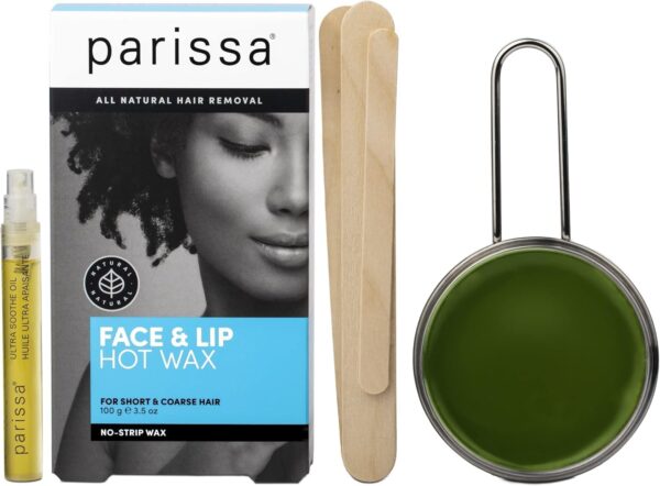 Parissa Face & Lip Hot Wax Kit | No-Strip, Salon-Strength Hair Removal for Short & Coarse Hair, Sensitive Skin - Natural At-Home Waxing Kit - 100g Hard Wax + 5ml Soothe Oil + 3 Spatulas - Image 10