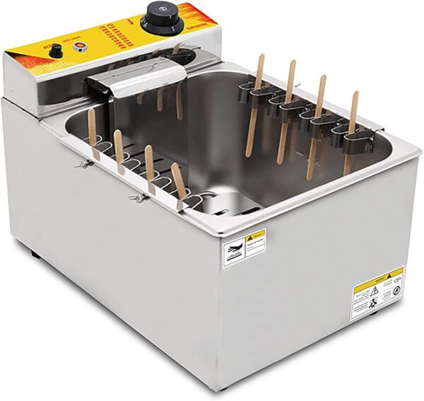 Commercial Deep Fryer, 1900W 12L Automatic Cheese Hot dog Sausage Grill Stove Sticks Fryer, 8pcs Sausage Frying Equipment Adjustable Temperature, Large Capacity Electric Deep Hot Corn Dog Fryer - Image 2