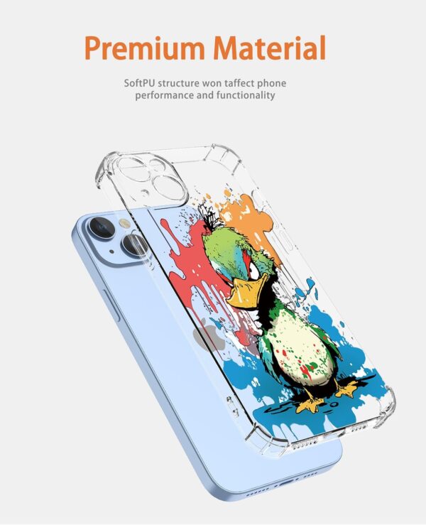 XINYEXIN Transparent Case for Samsung Galaxy A15 5G, Slim Shockproof TPU Bumper Clear Phone Case Cute Pattern, Colorful Cool Art Graffiti Series - Duck - Image 3