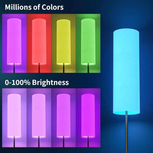 Frideko Floor Lamp for Bedroom,Modern Standing Lamp with RGB Smart LED Bulb & Brightness Dimmable,Floor Lamps with Remote,Corner Floor Lamps for Living Room Office,Foot Switch,Beige Lampshade - Image 10