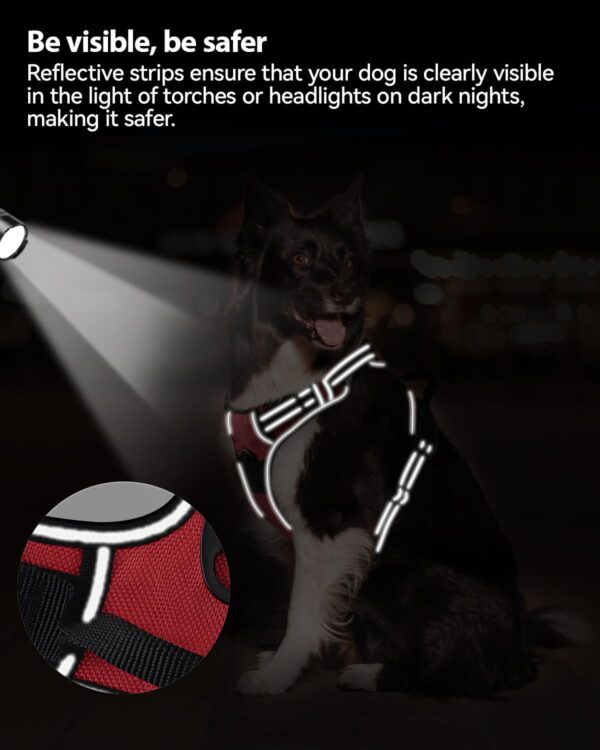 Joytale Dog Harness Small Dog No Pull Harness for Dogs with 2 Clips, Adjustable Soft Padded Dog Harness Reflective with Easy Control Handle for Walking and Training, Red, S - Image 7