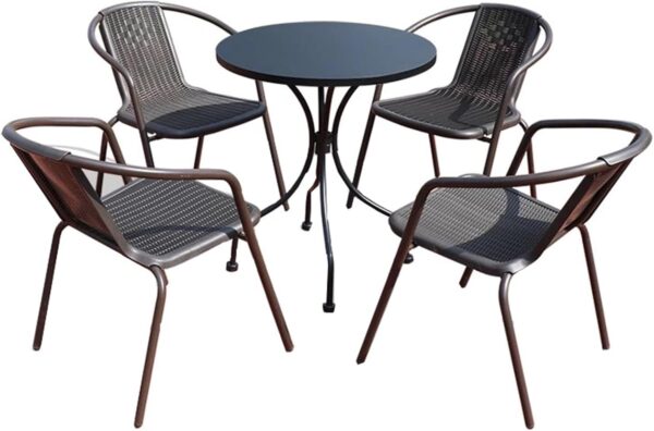 LOERSS Outdoor Furniture,Garden 5 Piece Bistro Table Set,Patio Bistro Sets,Outdoor Metal Rust Proof Tables And Chairs,for Yard,Balcony,Porch - Image 2