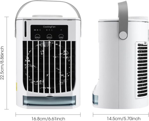 Portable Air Conditioners, Personal Evaporative Air Cooler Fan, 3 Wind Speed USB Desktop Cooling Fan with 500ml Water Tank for Room Office - Image 7