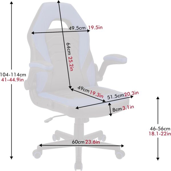 WangPangzi Gaming Chair Office desk chair,Adjustable Computer Chair PC Chairs Ergonomic High Back Office Racing Chair with Armrest,Swivel Leather Desk Chairs(Blue) - Image 4