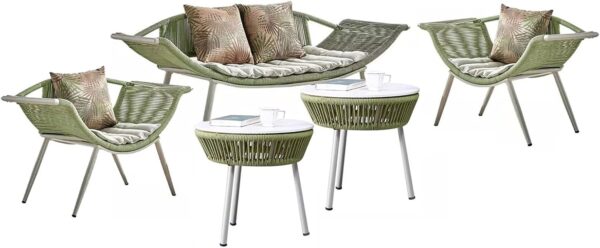 MOLVUS 5 Pieces Outdoor Patio Furniture Set With Weather-Resistant Cushions, Patio Conversation Table And Chair Furniture - Image 2