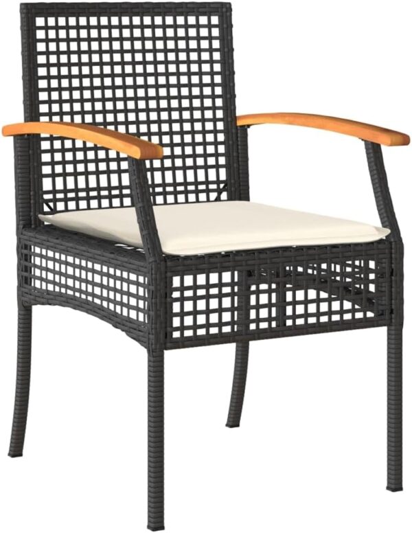 WKIEQACO Outdoor Outdoor Furniture Sets,4 Piece Garden Dining Set with Cushions Black Poly Rattan - Image 5