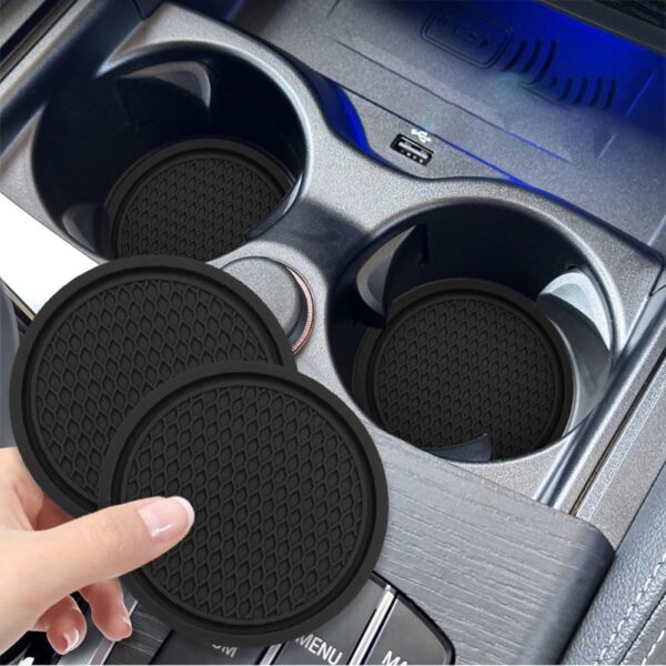 4 Pack Car Coasters, Universal Auto Cup Holder Insert Coaster, Non-Slip Vehicle Mats for Women Men, Vehicle Interior Accessories Universal for Most Cars Trucks (Black) - Image 5