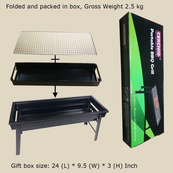Charcoal Grill,Portable Barbecue Grill Folding BBQ Grill,Small Barbecue Grill,Outdoor Grill Tools for Camping Hiking Picnics Traveling 24''x13''x9'' - Image 3