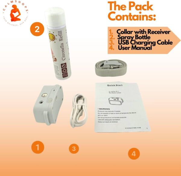Calmshops Deluxe Automatic Dog Training Spray Collar, 3 Sensitivity Levels, Dog Collar with Citronella Spray Included - Anti-Bark Collar, Stop Bark Citronella Spray Dog Collar - Image 7
