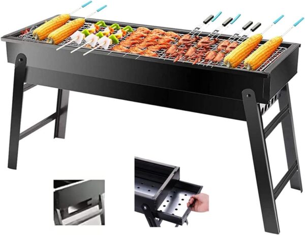 Charcoal Grill,Portable Barbecue Grill Folding BBQ Grill,Small Barbecue Grill,Outdoor Grill Tools for Camping Hiking Picnics Traveling 24''x13''x9'' - Image 2