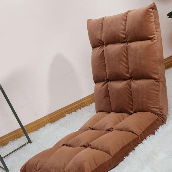 Floor Chair Foldable Adjustable Sofa Bed Beanbag for Gaming Sleeping Relaxing Reading Coffee Color - Image 4