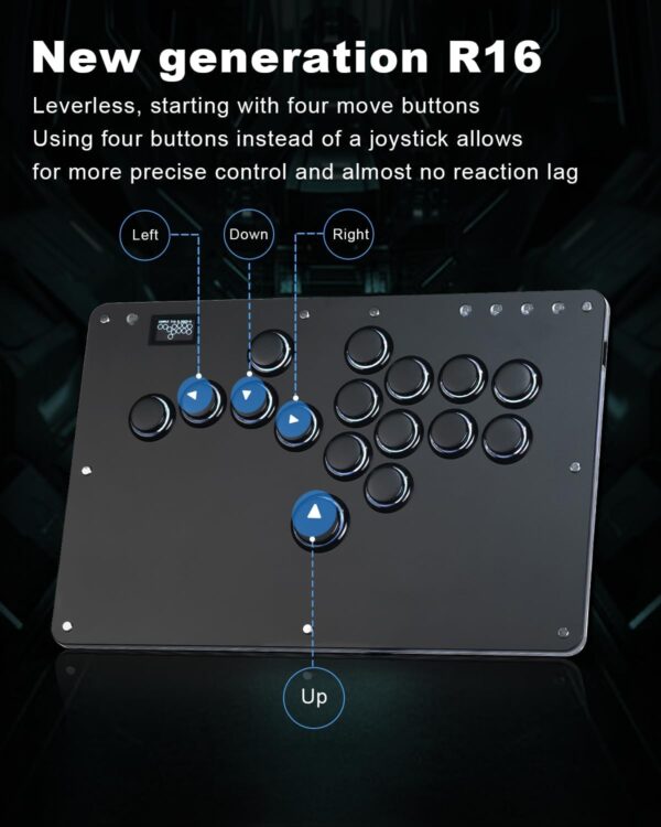 Leverless Controller Arcade Stick Haute42-Cosmox R16: Leverless Controller with Rims,Premium Black Leverless Controller with Crystal Low-Profile Switch for PC/PS4/Switch Game,Support Hot Swap & SOCD - Image 4