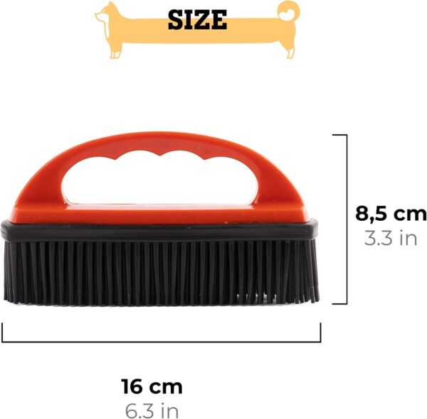 vitazoo Pet Hair Remover Brush - Remove Cat and Dog Hair from Clothes Carpet Furniture Car - Rubber Cleaning Brush for Hairs on Carpets Stairs Sofa Vehicle Interior - Red - Image 3
