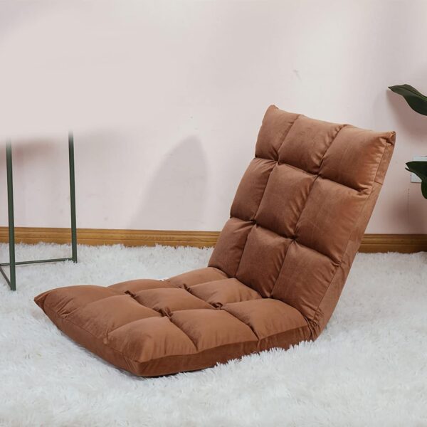Floor Chair Foldable Adjustable Sofa Bed Beanbag for Gaming Sleeping Relaxing Reading Coffee Color - Image 2