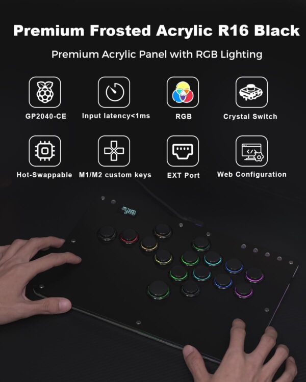 Leverless Controller Arcade Stick Haute42-Cosmox R16: Leverless Controller with Rims,Premium Black Leverless Controller with Crystal Low-Profile Switch for PC/PS4/Switch Game,Support Hot Swap & SOCD - Image 5