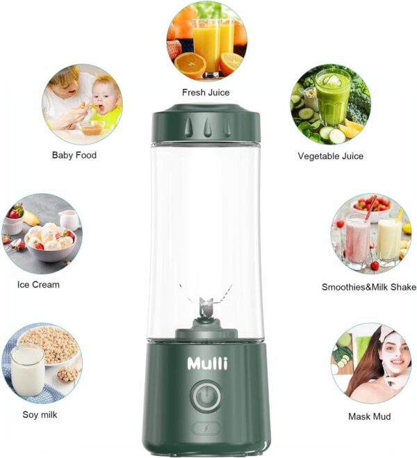 Mulli Portable Blender,Usb Personal Mixer for Smoothie and Shakes, Mini Blender with Six Blades for Food,Travel,Gym - Image 6