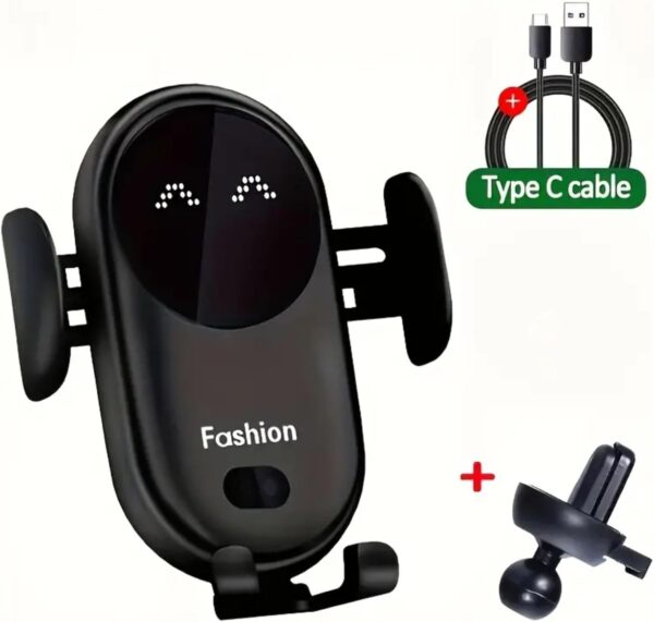 15W Car Phone Holder Wireless Charger, Smart Induction Automatic Clamping, Wireless Car Charger Mount, Air Vent, for iPhone 15 14 13 12 Series & Samsung S24 S23 Series (Black) - Image 4