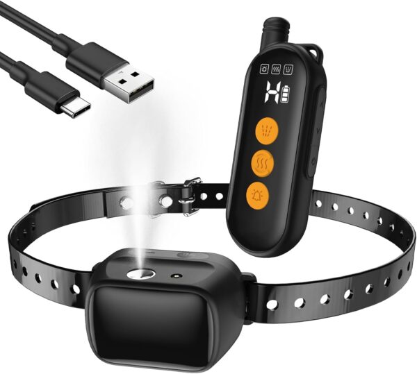 Anti Barking Collar with Remote, Dog Training Collar with 3 Modes Spray/Vibration/Beep, Rechargeable Dog Bark Collar Up to 500FT Control Range, Anti Bark Collars for Small Medium Large Dogs - Image 2