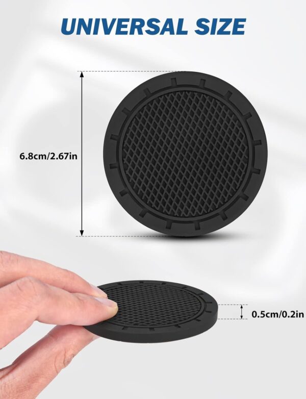 JOYTUTUS Car Cup Holder Coaster, 2.67 inch Universal Car Cup Holder Insert, 2 Pcs Universal Anti-Slip Shockproof Car Coasters for Cup Holders, Car Accessories for Car, SUV, Truck (Black) - Image 3