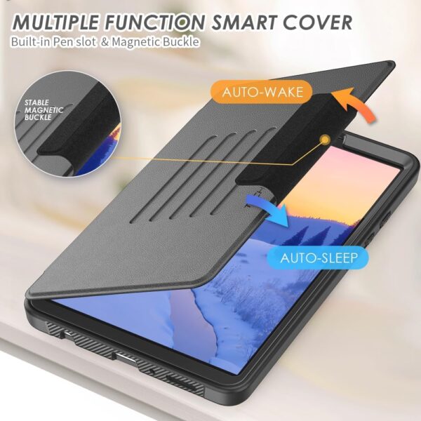 TECHGEAR Enduro Case For Samsung Galaxy Tab A9 8.7" (SM-X110 / SM-X115) Tough & Rugged Strong Magnetic & Flip Case [Auto Sleep/Wake] Drop Proof Cover with [Multi-Angle Stand] & Card Slot, Black - Image 4