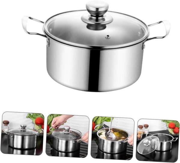 Gatuida 3pcs Induction Cooking Soup Pot Stainless Steel Pot Double Handles Kitchen Cooking - Image 4