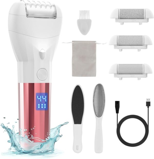 Electric Foot File Hard Skin Remover with 3 Roller Heads Rechargeable Pedicure Set Feet Callus Remover for Dry Dead Hard Skin - Image 2