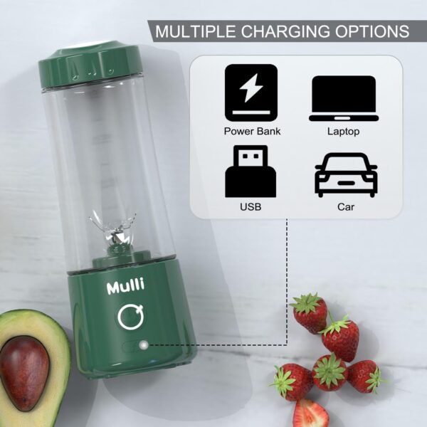 Mulli Portable Blender,Usb Personal Mixer for Smoothie and Shakes, Mini Blender with Six Blades for Food,Travel,Gym - Image 4