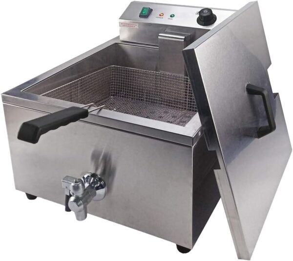 TAIMIKO 30L Electric Deep Fryer Fat Chip Fry Single Tank Commercial Stainless Steel Chip Fryer Countertop 3000W Oil Easy Clean French fries,50~200 ° C - Image 3