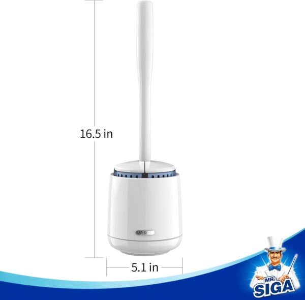 MR.SIGA Toilet Bowl Brush and Holder, Premium Quality, with Solid Handle and Durable Bristles for Bathroom Cleaning, White, 1 Pack - Image 5