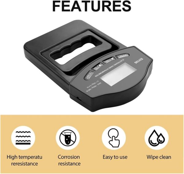 396Lbs/180Kg Digital Hand Dynamometer Grip Strength Meter USB LCD Screen Hand Grip Dynamometer Grip Strength Tester - Digital Tension Meter(Black Grip Meter) - Image 4
