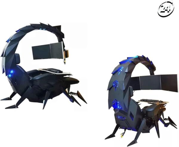 CSTAL Adjustable Swivel Bionic Gaming Chair, Integrated Computer Space Capsule Chair, Ergonomic High Comfort E-Sports Chair, with LED Support 5 Screens - Image 4