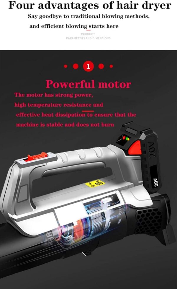 OZBME Cordless Leaf Blower, 3 in 1 Electric Garden Leaf Blower/Vacuum Shredder with 45L Large Collection Bcarry Leaves in Bag, 128F - Image 9