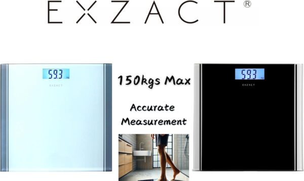 EXZACT Bathroom Scale Digital, Electronic Body Scale - Max.150kg - Switch between kgs/stones/lbs - High Precision, Backlight LCD Display (Black) - Image 7