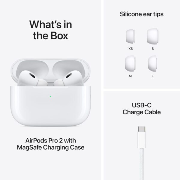 Apple AirPods Pro 2 Wireless Earbuds, Bluetooth Headphones, Active Noise Cancellation, Hearing Aid Feature, Transparency, Personalised Spatial Audio, High Fidelity Sound, H2 Chip, USB C Charging - Image 8