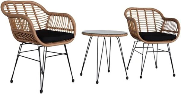ZYMEN 4 Pieces Patio Furniture Set Outdoor Garden Patio Oshion 3 pcs Wicker Rattan Patio Conversation Set with Tempered Glass Table Commemoration Day - Image 2