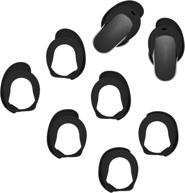 Adhiper Replacement QC Ultra Noise-Cancelling Eartips Compatible with Bose QuietComfort Ultra Earbuds (2023) Earphones,Anti-Slip Silicone Sports Wing Earhooks S,M,L(Black) - Image 2
