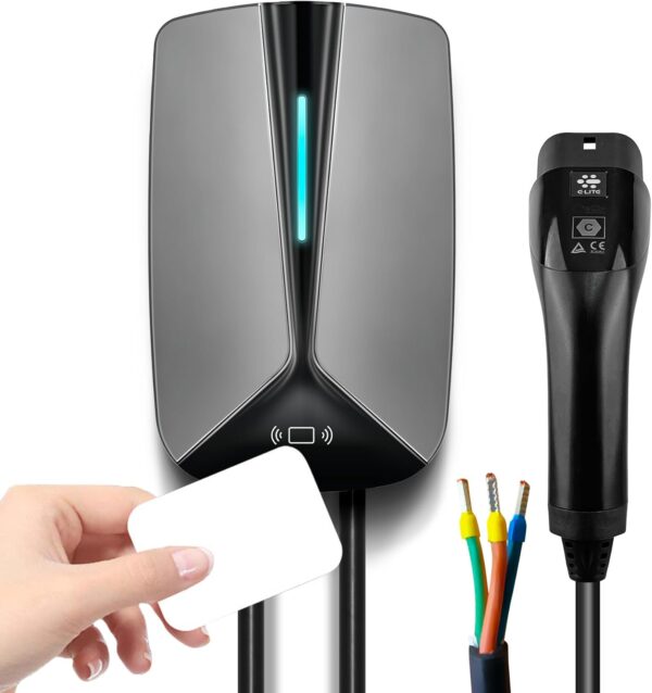 Convitex Wall-box EV Charger 7 KW 32A, Type 2 Electric Car Charger, EV Charging Station with 5m Cable, Electric Vehicle Charger with 2 RFID Cards 220V AC IP65 | IEC 62196-2 | CE - Image 2