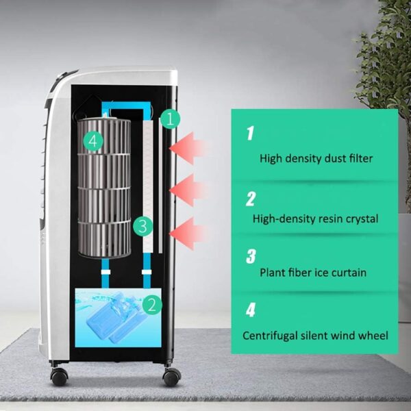 Portable Air Conditioner Fan COLD AIR FAN Standing Water- Cooled Space Air Coolers Evaporative 3 Speed Control Tower Fan Personal Floor Living Room Gold+Black - Image 5