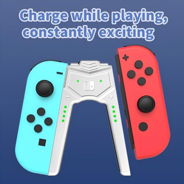 Haotianchi Switch Joy-Con charging handle is compatible with Nintendo Switch and OLED models, and can play while charging, with an indicator light, and a charging cable with a 2-meter Type-c (white) - Image 4