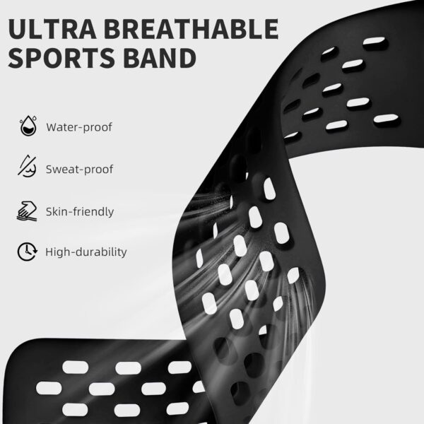 Getino Compatible with Fitbit Charge 5 Bands/Charge 6 Bands for Women Men, Soft Breathable Replacement Sport Strap Adjustable Wristbands for Fitbit Charge 5/ Charge 6 Advanced Fitness Tracker, Black - Image 3